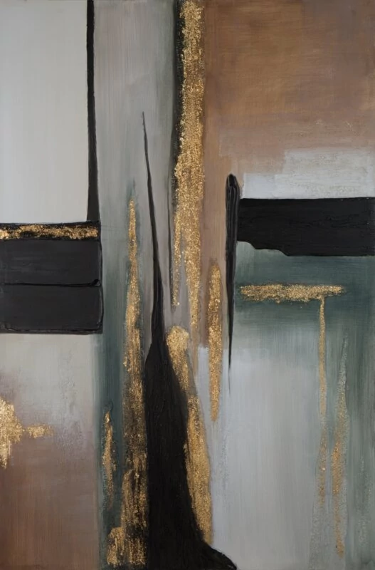 Obraz 598 - Kézzel Festett Geometrikus Kép, Bézs Színben