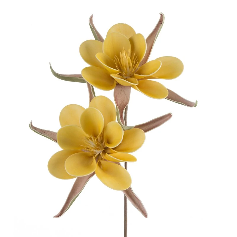 Flore 744 Dekoratív Virág, Sárga Szín, 90% EVA, 10% Fém
