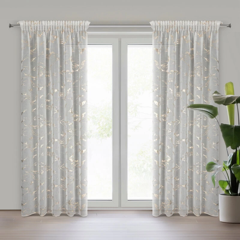 ALINA függöny etaminból, fényes márványmintával díszítve