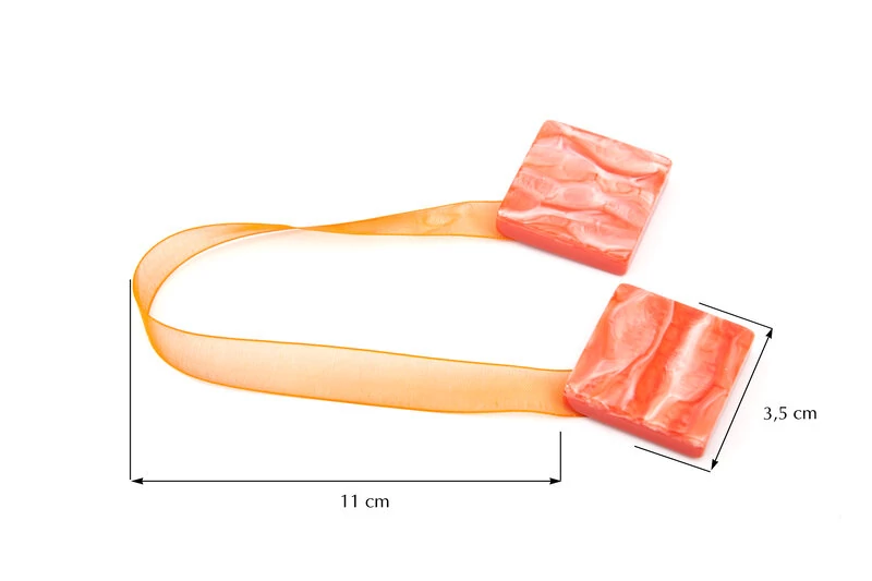Upinacz dekoracyjny mágneses, narancssárga színben, 11 cm, 100% poliészter